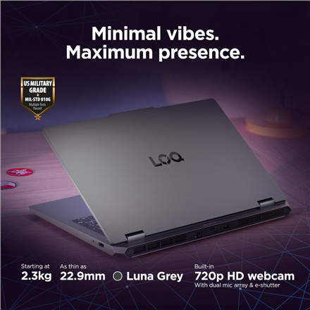 Lenovo LOQ Essential 15IRX11 | Luna Grey | 15.6 " | IPS | FHD | 1920 x 1080 pixels | Anti-glare | Intel Core i5 | i5-13450HX | 16 GB | SO-DIMM DDR5 | Solid-state drive capacity 512 GB | NVIDIA GeForce RTX 5060 | GDDR7 | 8 GB | Windows 11 Home | 802.11ax |
