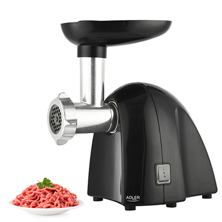 Adler Meat mincer AD 4811 Black 600 W Number of speeds 1 Throughput (kg/min) 1.8 3 replaceable sieves: 3mm for grinding poppies and preparing meat and vegetable stuffing; 5mm for meatballs, Roman roast and beef burgers; 7mm for coarsely ground sausages,