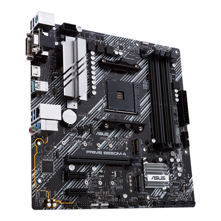 Asus PRIME B550M-A Processor family AMD, Processor socket AM4, DDR4, Memory slots 4, Supported hard disk drive interfaces M.2, SATA, Number of SATA connectors 4, Chipset AMD B, Micro ATX