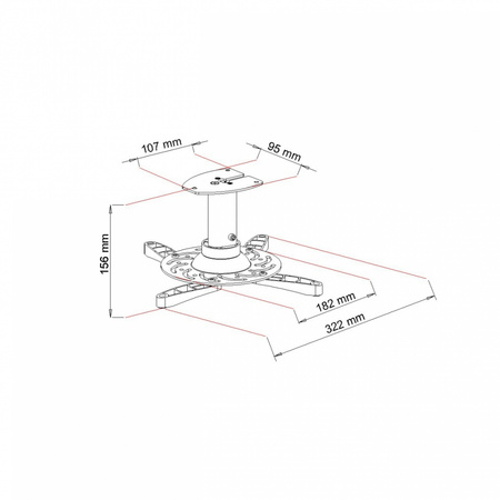 UCHWYT PODWIESZANY 16cm DO PROJEKTORA P-101B 15KG ART czarny