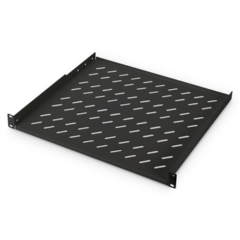 Digitus 1U Fixed Shelf for Racks DN-19 TRAY-1-400-SW Black The shelves for fixed mounting can be installed easy on the two front 483 mm (19“) profile rails of your 483 mm (19“) network- or server cabinet. Due to their stable, perforated steel sheet with a