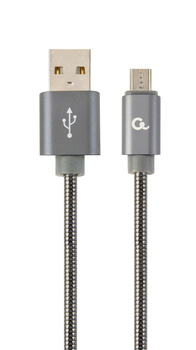 Kabel USB 2.0 (AM/microUSB M) oplot metalizowany 2m szary Gembird