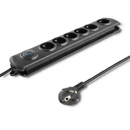 Listwa przeciwprzepięciowa Qoltec 6 gniazd (5m) czarna