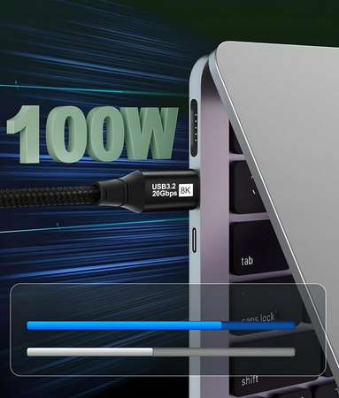 KABEL USB 3.2 Thunderbolt 3 100W 20Gbps 8K60Hz 4K120Hz PRZEWÓD USB C 1,5M