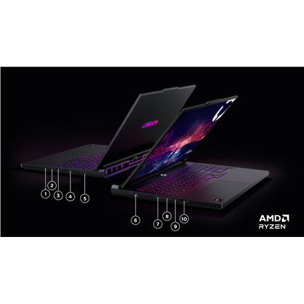 Lenovo Legion Pro 7 16AFR10H | Eclipse Black | 16 " | OLED | WQXGA | 2560 x 1600 pixels | Glossy | AMD Ryzen 9 | 9955HX3D | 32 GB | SO-DIMM DDR5 | Solid-state drive capacity 2000 GB | NVIDIA GeForce RTX 5080 | GDDR7 | 16 GB | Windows 11 Home | 802.11be | 