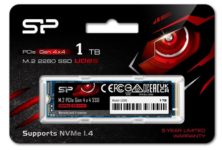 Silicon Power SSD UD85  1000 GB SSD form factor M.2 2280 SSD interface PCIe Gen4x4 Write speed 2800 MB/s Read speed 3600 MB/s