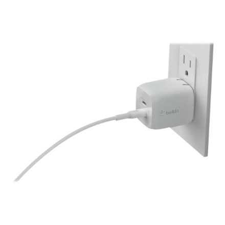 Belkin USB-C GaN PD PPS Dual Wall Charger, 65W | WCH013vfWH