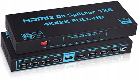 SPLITTER HDMI 2.0 1x8 ROZDZIELACZ ULTRAHD HDCP 2.2