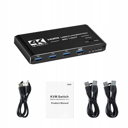PRZEŁĄCZNIK KVM HDMI 2.0 4xUSB 3.0 SWITCH 4K/60HZ 2 KOMPUTERY - 1 MONITOR