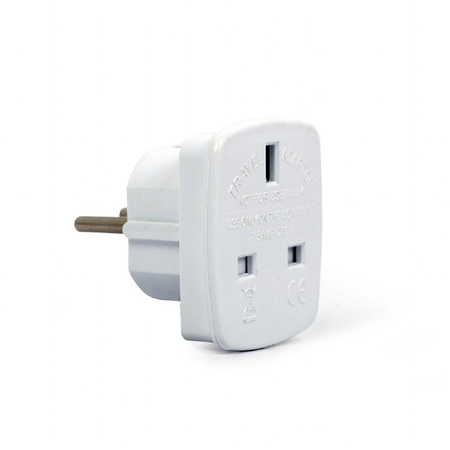 Gembird AC power adapter, UK socket to EU Schuko plug, 7.5 A Travel adapter