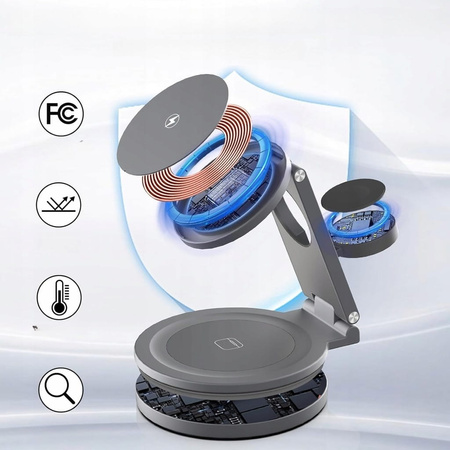 ŁADOWARKA INDUKCYJNA BEZPRZEWODOWA STACJA DOKUJĄCA 3w1 OBROTOWA 360° 20W