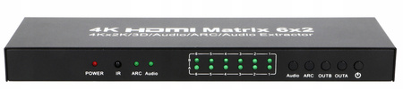 MATRIX SWITCH SPLITTER MATRYCA HDMI 6x2 ULTRAHD 4K