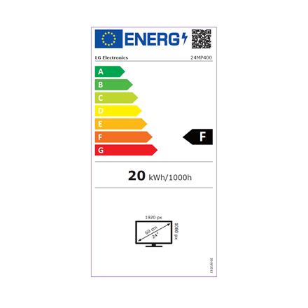 LG 24MP400-B 23.8 ", IPS, FHD, 1920 x 1080 pixels, 16:9, 5 ms, 250 cd/m², Black, Headphone Out, 75 Hz, HDMI ports quantity 1