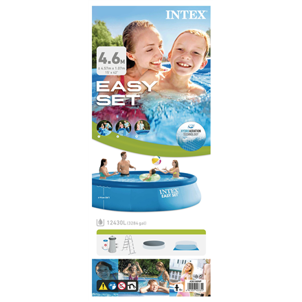 Intex Easy Set Pool Set with Filter Pump, Safety Ladder, Ground Cloth, Cover Blue