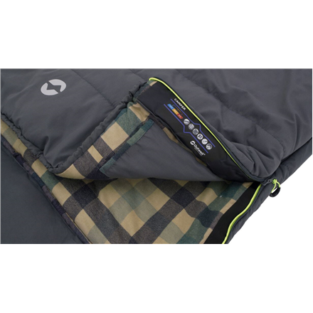Outwell Camper "R", Sleeping Bag,  235 x 90 cm, 2 way open - auto lock, L-shape, Grey