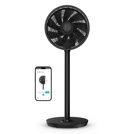 Duux Fan | Whisper Flex 2 | Stand Fan | Black | Diameter 34 cm | Number of speeds 30 | Oscillation | 2-21.5 W | Yes