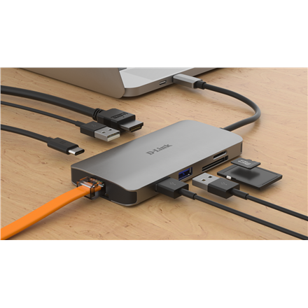D-Link 8-in-1 USB-C Hub with HDMI/Ethernet/Card Reader/Power Delivery DUB-M810	 0.15 m