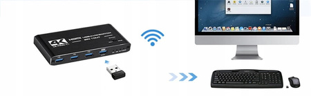 PRZEŁĄCZNIK KVM HDMI 2.0 4xUSB 3.0 SWITCH 4K/60HZ 2 KOMPUTERY - 1 MONITOR