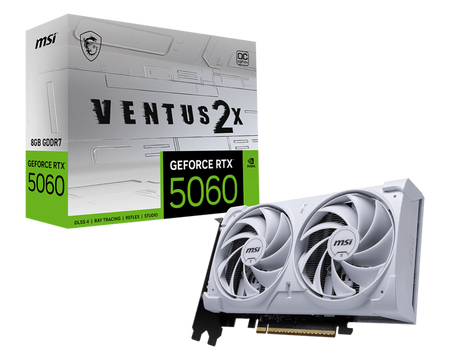 MSI GeForce RTX 5060 8G VENTUS 2X OC WHITE | NVIDIA | 8 GB | GeForce RTX 5060 | GDDR7 | HDMI ports quantity 1 | PCI Express Gen 5 x16 (uses x8)