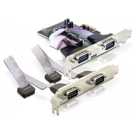 IO Delock PCIe 4x seriell RS-232 inkl. LP-Bleche