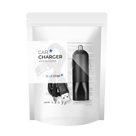 ŁADOWARKA SAMOCHODOWA (DC) + odpinany kabel micro USB (max 2A) BLUE STAR