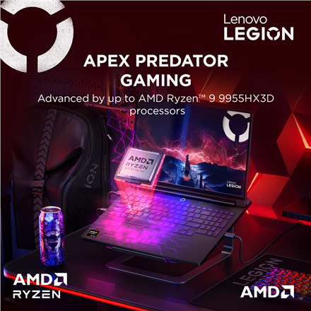 Lenovo Legion Pro 7 16AFR10H | Eclipse Black | 16 " | OLED | WQXGA | 2560 x 1600 pixels | Glossy | AMD Ryzen 9 | 9955HX3D | 32 GB | SO-DIMM DDR5 | Solid-state drive capacity 2000 GB | NVIDIA GeForce RTX 5080 | GDDR7 | 16 GB | Windows 11 Home | 802.11be | 