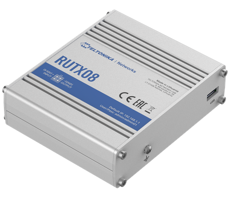 Teltonika Industrial Router RUTX08 No Wi-Fi, 10/100/1000 Mbit/s, Ethernet LAN (RJ-45) ports 4, 1