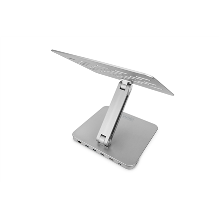 Desk Mount | Variable Notebook/Tablet Stand with 6-port USB-C Docking Station | Height adjustment | Maximum weight (capacity) 7.5 kg | Silver