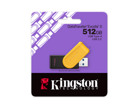Kingston USB Flash Drive | DataTraveler Exodia S | 512 GB | USB 3.2 Gen 1 | Black/Yellow