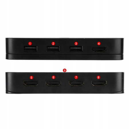 Przełącznik KVM HDMI 4x1  3xUSB +4 KABL HDMI