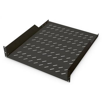 Digitus Fixed Shelf for Racks DN-19 TRAY-2-55-SW Black The shelves for fixed mounting can be installed easy on the two front 483 mm (19“) profile rails of your 483 mm (19“) network- or server cabinet. Due to their stable, perforated steel sheet with a hig