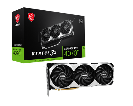 MSI GeForce RTX 4070 Ti VENTUS 3X 12G OC NVIDIA 12 GB GeForce RTX 4060 Ti GDDR6X PCI Express Gen 4 HDMI ports quantity 1 Memory clock speed 21000 MHz