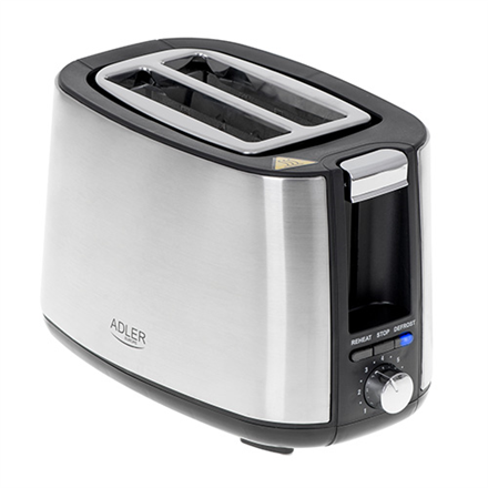 Adler Toaster AD 3214 Power 750 W Number of slots 2 Housing material Stainless steel Silver