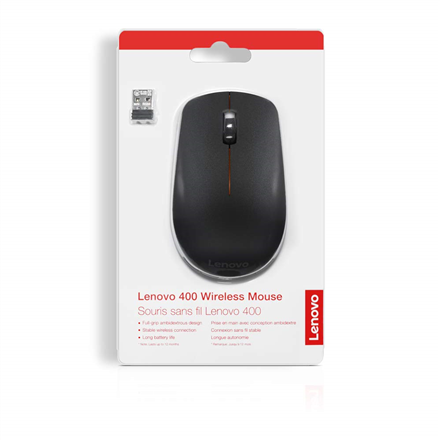 Lenovo 400 Wireless mouse, 2.4 GHz Wireless via Nano USB, Black