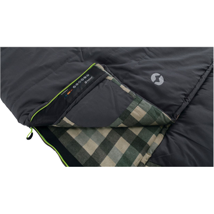 Outwell Camper, Sleeping Bag, 235 x 90 cm, 2 way open - auto lock, L-shape, Grey