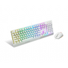 MSI Vigor GK30 COMBO WHITE Keyboard and Mouse Set Wired Mouse included Keyboard stunning RGB lighting effects in 6 areas. CLUTCH GM11 gaming mouse Stunning RGB lighting with over 7 lighting effects. 5-level DPI sensor matches with 5 different colors US Wh