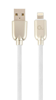 Kabel USB 2.0 (AM/8-pin lightning M) 2m oplot gumowy biały Gembird