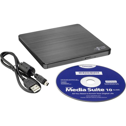 H.L Data Storage Ultra Slim Portable DVD-Writer GP60NB60 Interface USB 2.0 DVD±R/RW CD read speed 24 x CD write speed 24 x Black Desktop/Notebook