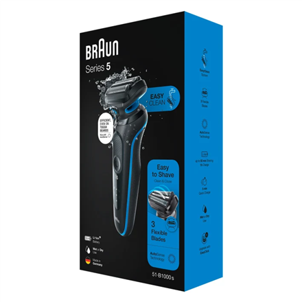 Braun Shaver 51-B1000s Operating time (max) 50 min Wet & Dry Black/Blue