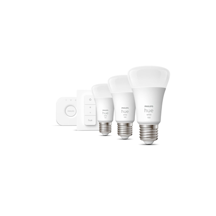 Philips Hue W Starter Kit 9,5W A60 E27 3pcs, Bridge, Switch Philips Hue Hue W Starter Kit 9,5W A60 E27, 3pcs, Bridge, Switch E27 9.5 W Warm White 2700K Bluetooth and Zigbee