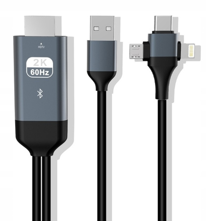 KABEL mirco USB C Lightining - HDMI 2M adapter MHL