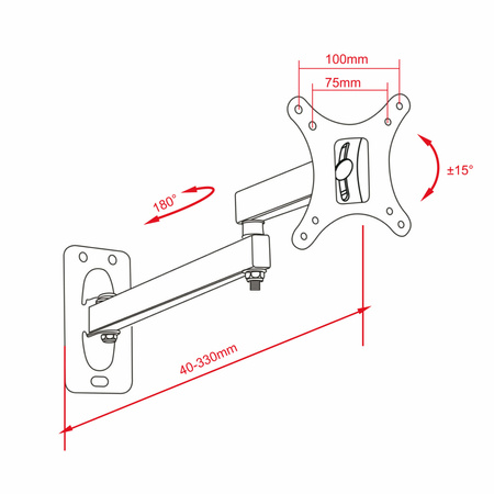 UCHWYT DO TV LED/LCD 13-27" 20KG CV-29 regulacja pion i poziom OEM
