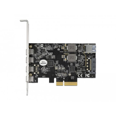 Delock PCI Express x4 Karte zu 4 x USB Type-C™ + 1 x USB Typ-A - SuperSpeed USB 10 Gbps - Low Profil