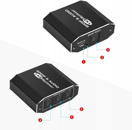 AUDIO SPLITTER 1x3 SPDIF TOSLINK ROZDZIEL OPTYCZNY