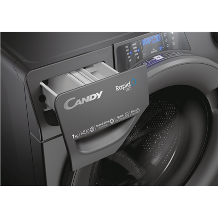 Candy Washing Machine RP4 476BWMRR/1-S Energy efficiency class A, Front loading, Washing capacity 7 kg, 1400 RPM, Depth 45 cm, Width 60 cm, Display, TFT, Steam function, Wi-Fi, Anthracite