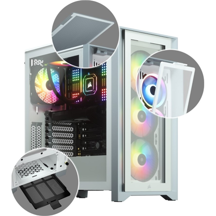 Corsair Tempered Glass Mid-Tower ATX Case iCUE 4000X RGB Side window, Mid-Tower, White, Power supply included No, Steel, Tempered Glass, Plastic