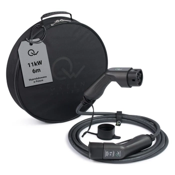 Zielony kabel Wallbox EV typu 2 11kW 6 metrów w miękkim pokrowcu