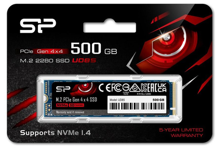 SILICON POWER SSD Power UD85 500GB M.2 Silicon Power SSD UD85  1000 GB SSD form factor M.2 2280 SSD interface PCIe Gen4x4 Write speed 2400 MB/s Read speed 3600 MB/s