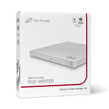 H.L Data Storage Ultra Slim Portable DVD-Writer GP57EW40 Interface USB 2.0 DVD±R/RW CD read speed 24 x CD write speed 24 x White Desktop/Notebook