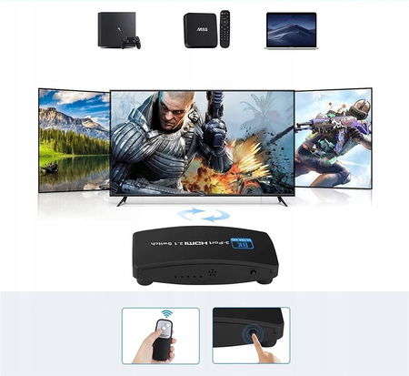 SWITCH HDMI 2.1 3x1 PRZEŁĄCZNIK 8K 4K 120HZ 240HZ